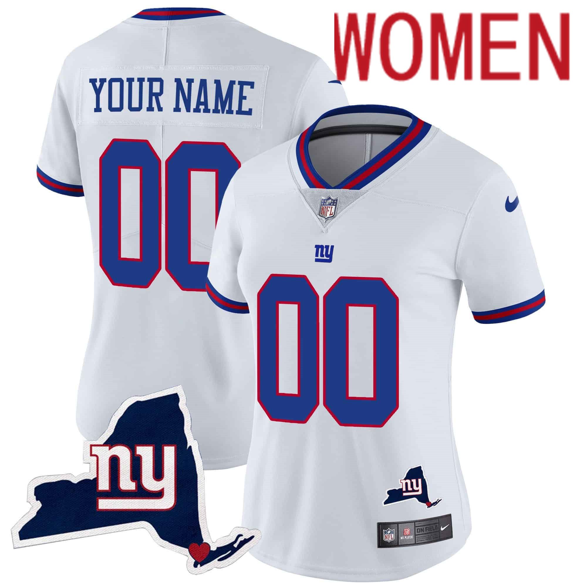 Women New York Giants White 2024 Nike Map Patch Limited Custom NFL Jersey->customized nfl jersey->Custom Jersey